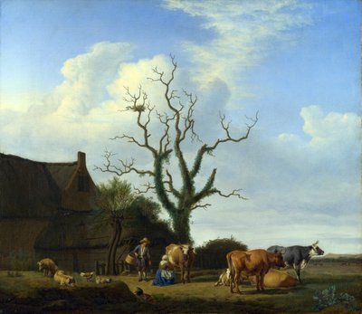 Ein Bauernhof mit einem toten Baum von Adriaen van de Velde